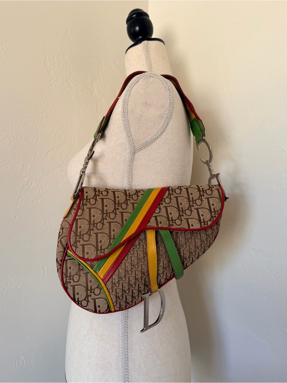 Christian Dior by John Galliano Limited Edition Rasta Monogram Saddle Bag